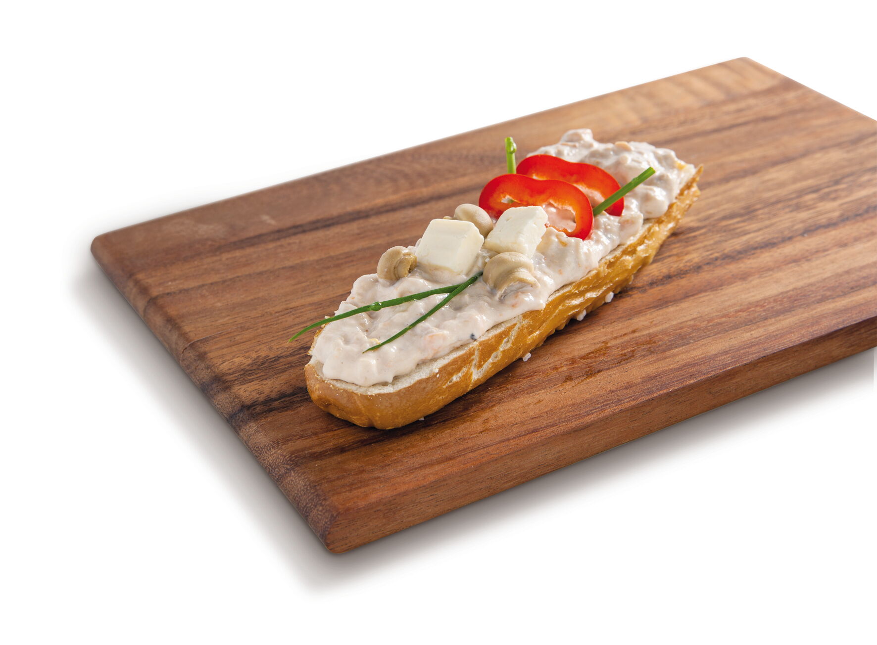 Brotaufstrich Geflügel mit Feta, Paprika und Champignons - Garniervorschlag